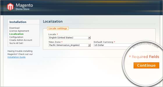 Magento installation locale info